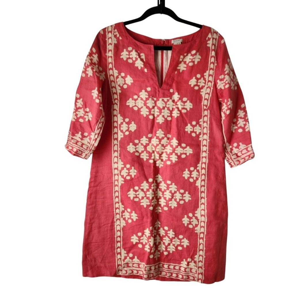 J. Crew 100% Linen Coral Tunic Dress Kaftan Resortwear Nautical Women's 6